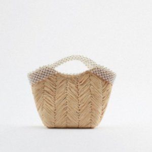 Zara Pearl Detail Basket Bag
